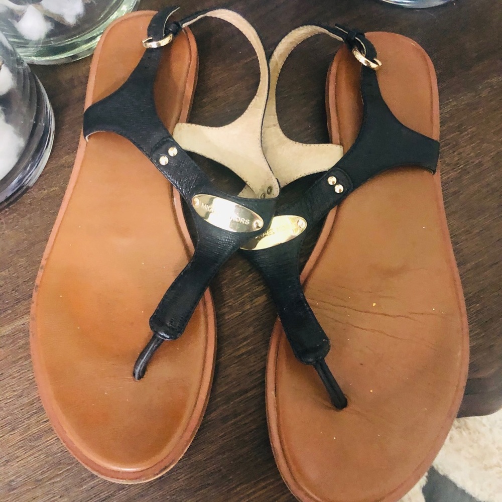 Michael Kors black leather sandals
